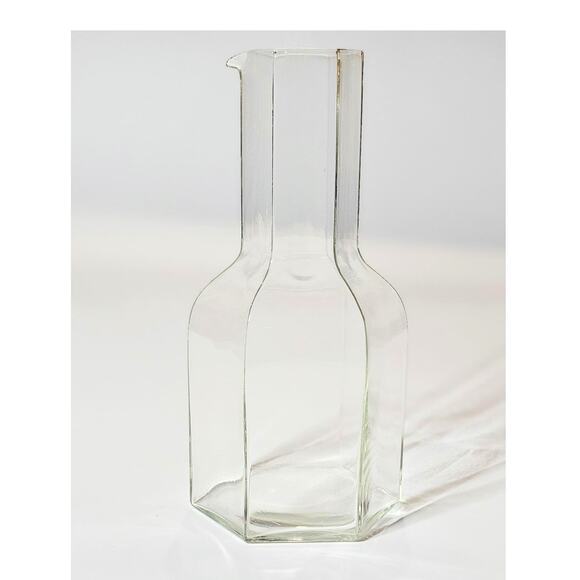Vintage 70s Glass Hexagonal Carafe Bottle BODA Sweden Bertil Vallien OKTAV - Picture 1 of 5